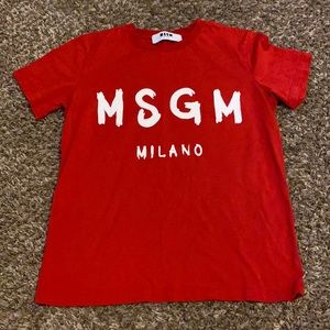 MSGM - Women’s Red Paint Brushed T-Shirt